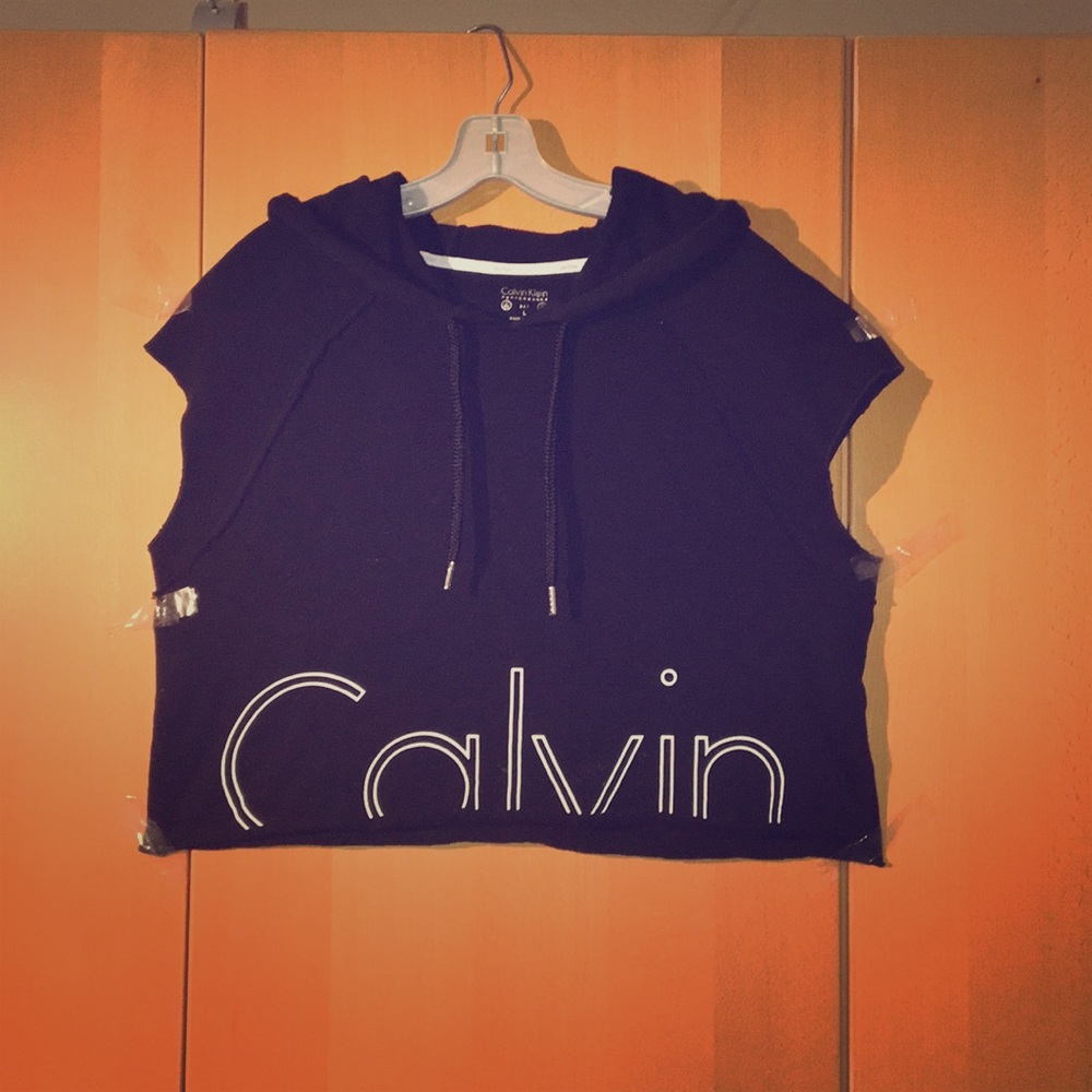 Calvin Klein Sleeveless Cropped Hoodie